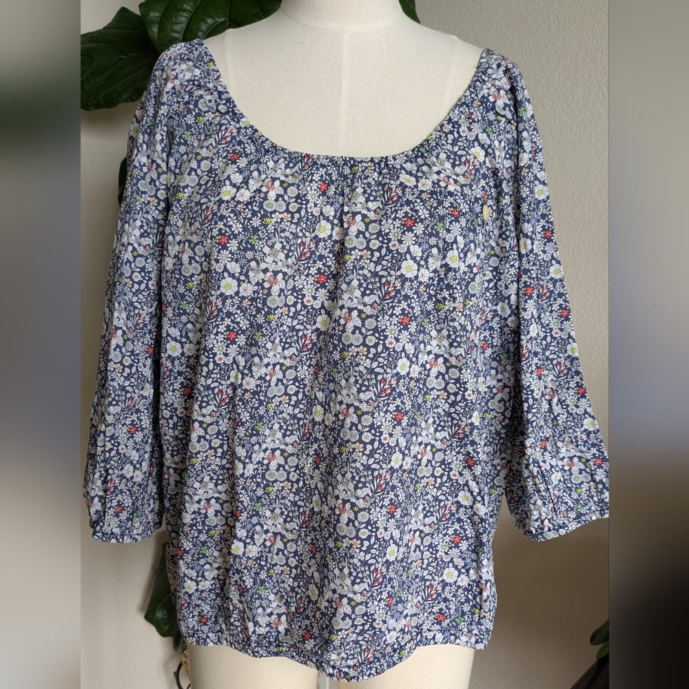 J. Crew Blue Floral Blouse